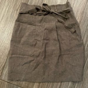 BCBG MaxAzria Tan High Waisted Paperbag Linen Skirt